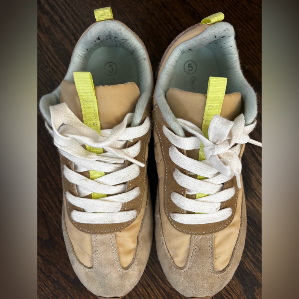Cat & Jack Tan and Neon Yellow Kids Sneakers